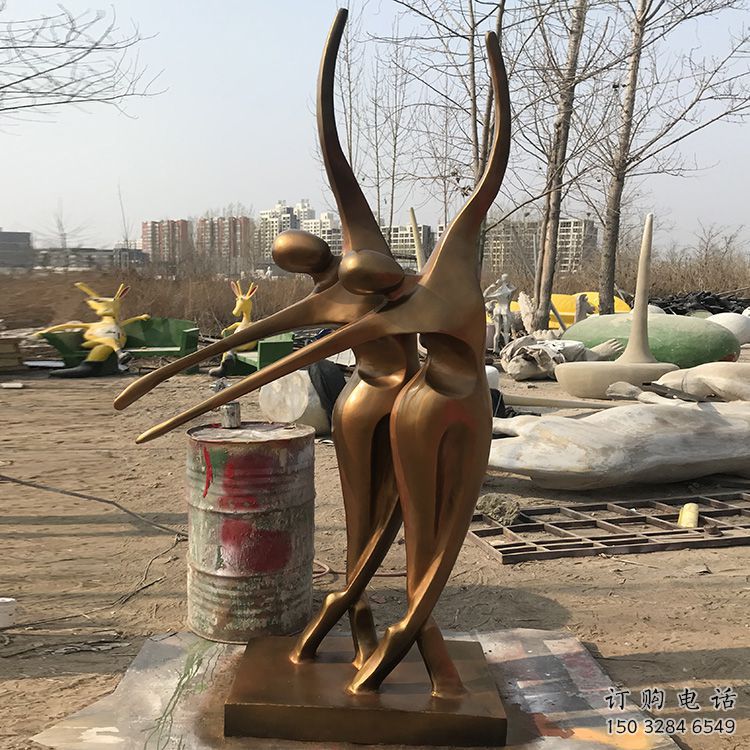 幾何舞者雕塑廠家  廣場(chǎng)小品  抽象不銹鋼舞者雕塑擺件