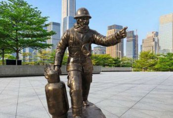 現(xiàn)代消防員雕塑廠家 大型小品擺件 博物館消防員雕塑廠