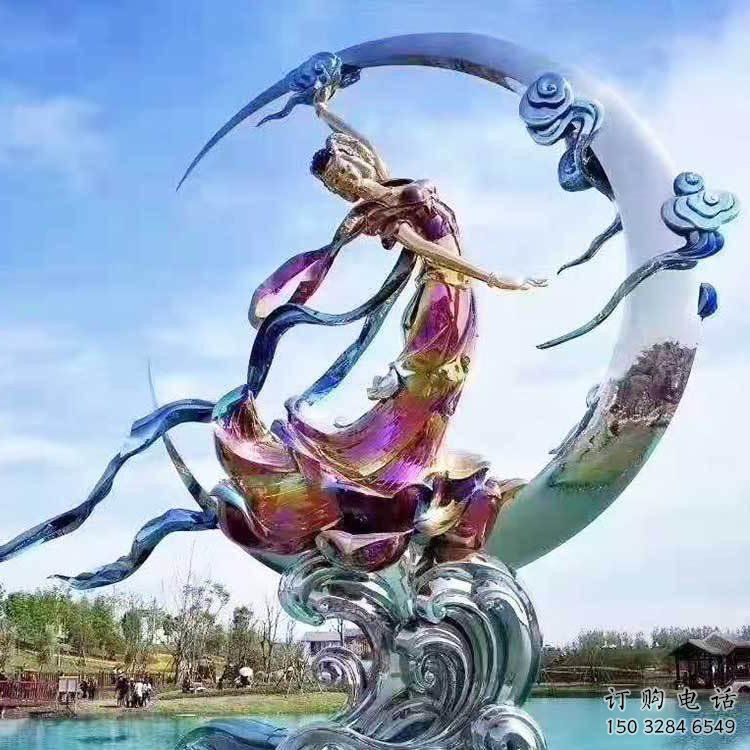 鍍金嫦娥奔月雕塑廠家 鑄造擺件 水景嫦娥奔月雕塑廠