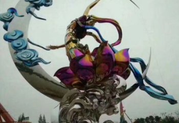電鍍嫦娥奔月雕塑廠家 園林?jǐn)[件 創(chuàng)意嫦娥奔月雕塑工廠