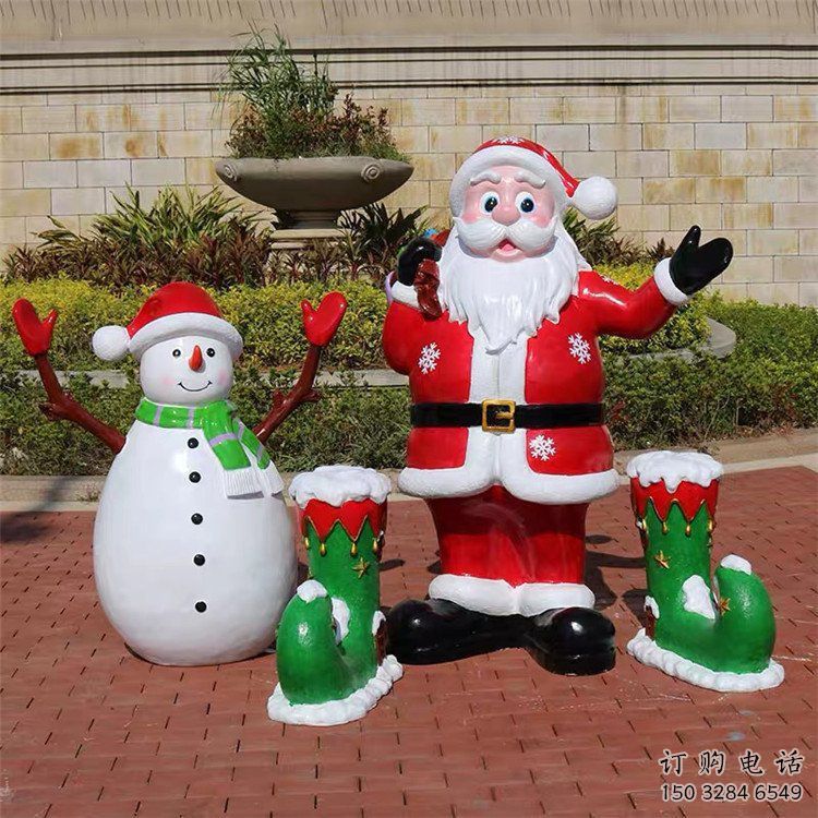 烤漆圣誕老人雕塑廠(chǎng)家  彩繪公園廣場(chǎng)小品擺件