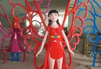 噴漆仙子雕塑廠(chǎng)家 中式小品 草地仙子雕塑擺件