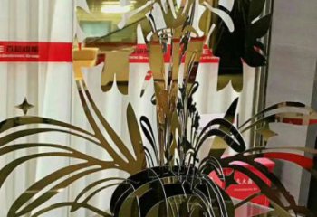 戶(hù)外蘭花雕塑廠(chǎng)家 噴漆小品  鍍金不銹鋼蘭花雕塑