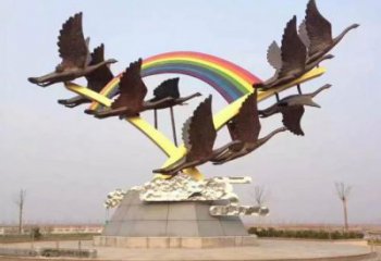 現(xiàn)代群鳥雕塑廠家 大型擺件  鏡面不銹鋼群鳥雕塑小品