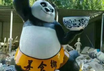 仿真熊貓雕塑加工 店門(mén)口園林雕塑 卡通動(dòng)物小品