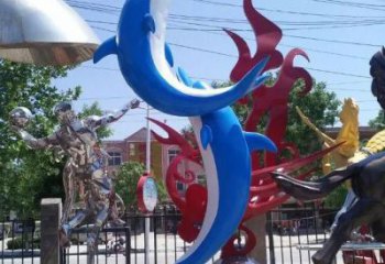 創(chuàng)意海豚雕塑供應(yīng) 步行街店門口雕塑 生物雕塑小品