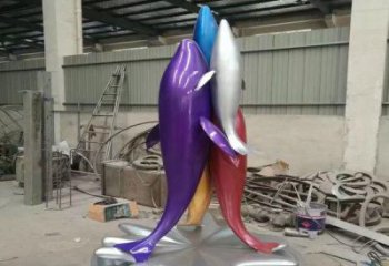 公園海豚雕塑加工商 酒店門口雕塑 彩繪擺件