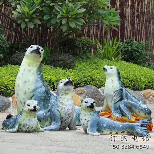 抽象海豹雕塑生產(chǎn)商 店門(mén)口彩繪雕塑 步行街?jǐn)[件