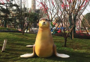 生產(chǎn)售樓處海豹雕塑 商業(yè)街仿真雕塑 海洋生物擺件
