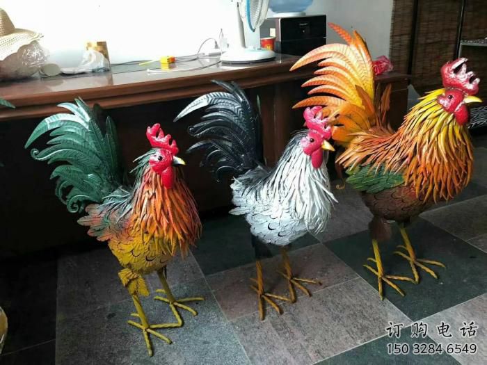 新疆室內(nèi)小雞雕塑，動(dòng)物小品，鐵藝工藝