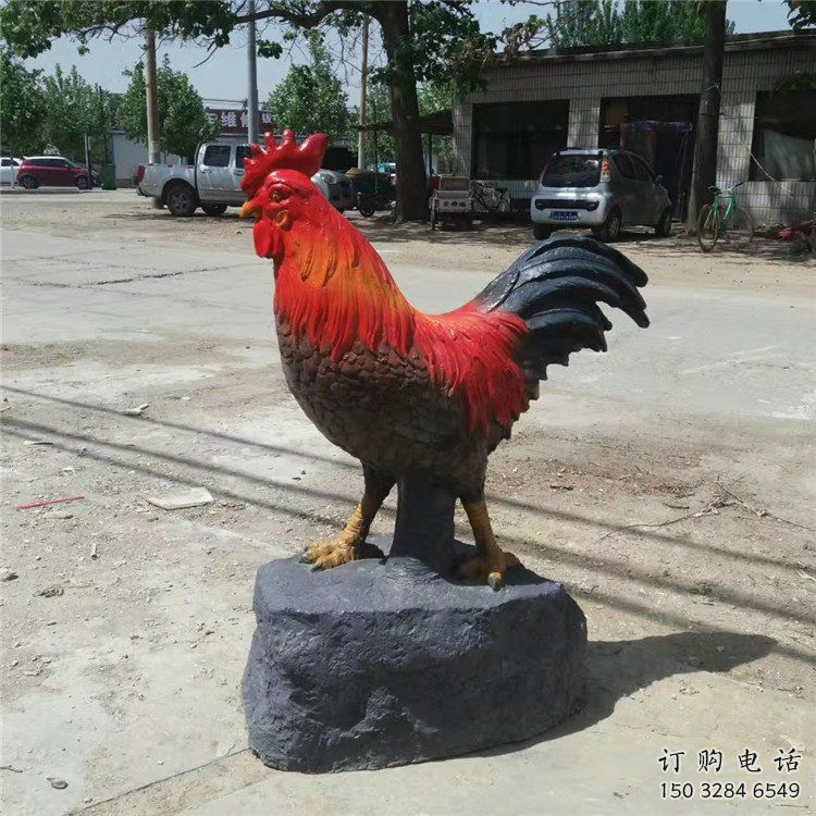 河南售樓部小雞雕塑，家禽小品，鍍銅工藝