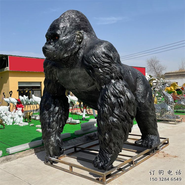 河北酒店猩猩雕塑，家禽主題，鍍銅工藝