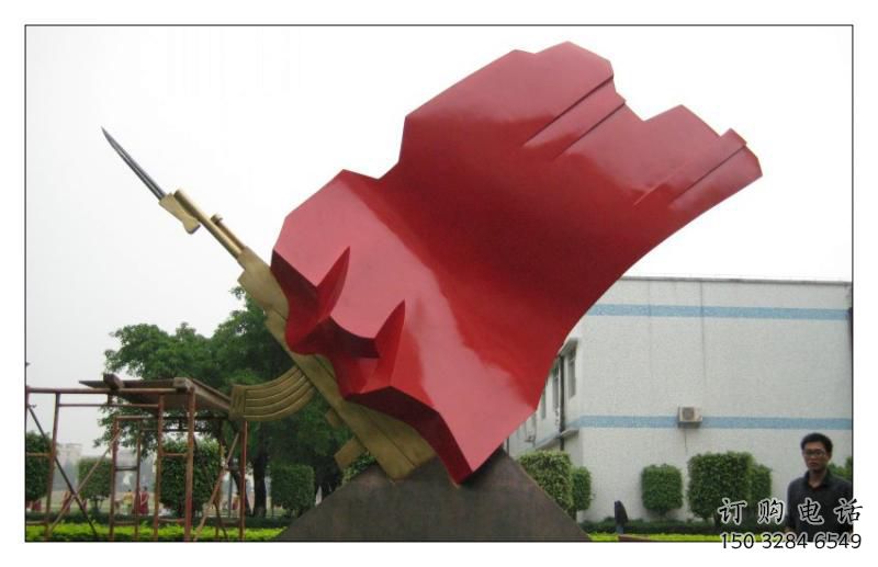 預(yù)用校園紅旗雕塑廠，拉絲黨建雕塑，抽象主題