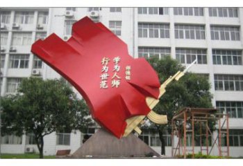 城市紅旗雕塑生產(chǎn)廠家，烤漆黨建雕塑，古銅效果
