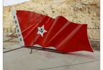 指用景區(qū)紅旗雕塑，戶外革命雕塑，鐵藝材質(zhì)