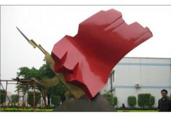 預用校園紅旗雕塑廠，拉絲黨建雕塑，抽象主題
