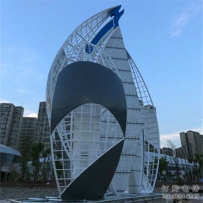 廣場帆船雕塑生產(chǎn)商，抽象水景雕塑，抽象效果