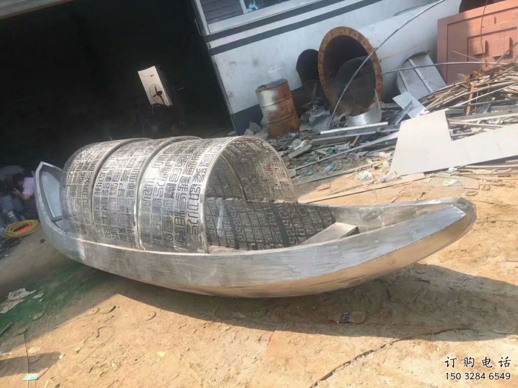 室內(nèi)景觀雕塑加工廠，拉絲帆船雕塑，抽象效果