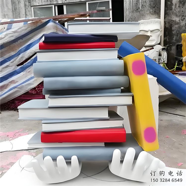 書雕塑廠家，重疊造型結(jié)構(gòu)，公園戶外不銹鋼雕塑 (4)