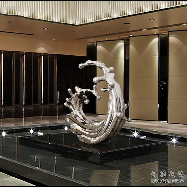 房地產(chǎn)浪花雕塑廠家制作 現(xiàn)代海浪雕塑 幾何波浪雕塑