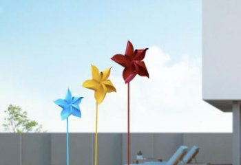房地產(chǎn)風車雕塑廠家小品 現(xiàn)代風動雕塑 幾何旋轉雕塑