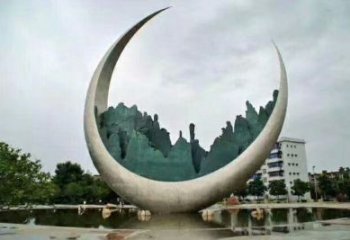 農(nóng)村月亮雕塑制造商，鏤空景觀雕塑，抽象效果