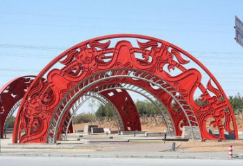 拱門雕塑生產(chǎn)，鏤空烤漆工藝，不銹鋼拱門雕塑廠家