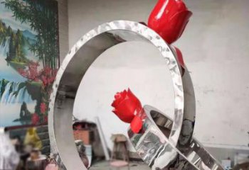鋼管指環(huán)雕塑生產商 異形噴水標識雕塑 農村戒指環(huán)雕塑