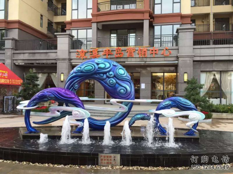 地產(chǎn)噴泉雕塑，程控設(shè)計，程控旱地噴泉雕塑