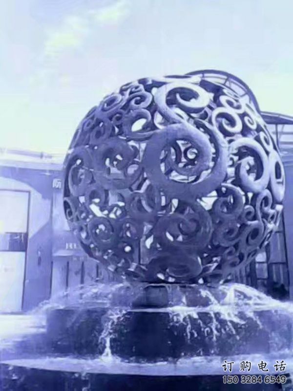鏤空球噴泉雕塑，花樣水景組合，旱地噴泉體系