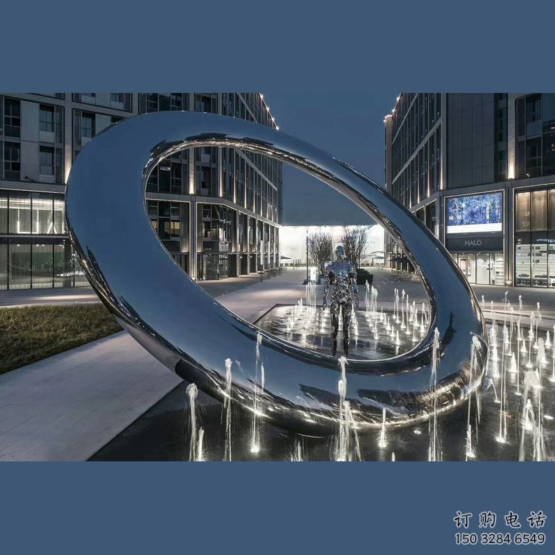 圓環(huán)雕塑，水景景觀雕塑，噴水噴泉雕塑元素