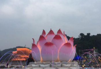 蓮花噴泉雕塑，水景藝術(shù)小品，水秀蓮花雕塑廠家