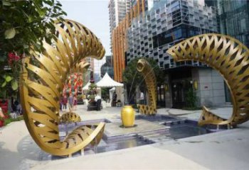 鏤空魚噴泉雕塑，噴水形式設(shè)計(jì)，地面旱泉雕塑小品