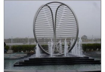 噴泉圓環(huán)雕塑，水景藝術(shù)結(jié)構(gòu)，旱地水景噴泉雕塑