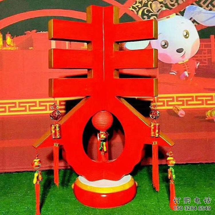 彩繪春字雕塑生產(chǎn)，景區(qū)案例，彩繪不銹鋼春字雕塑廠家