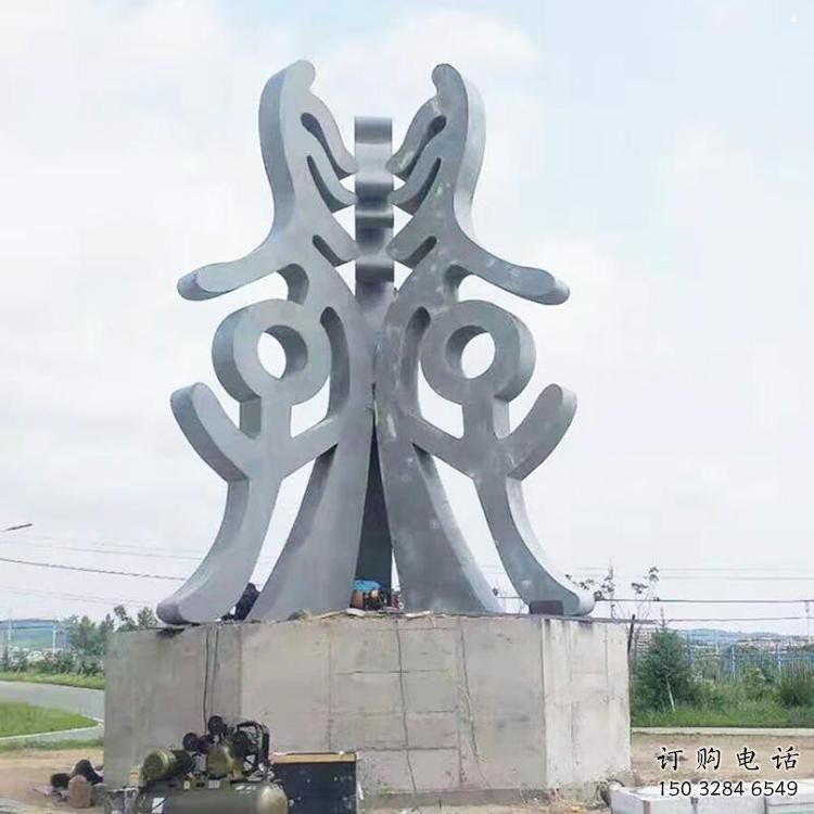 古文字雕塑訂做廠家，景區(qū)雕塑，烤漆不銹鋼古文字雕塑