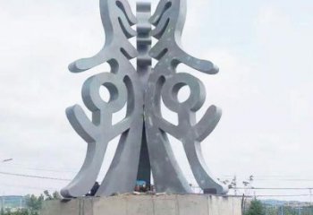 古文字雕塑訂做廠家，景區(qū)雕塑，烤漆不銹鋼古文字雕塑