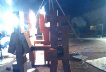 現(xiàn)代萬字雕塑展品，室外軟裝，展示不銹鋼萬字雕塑廠家