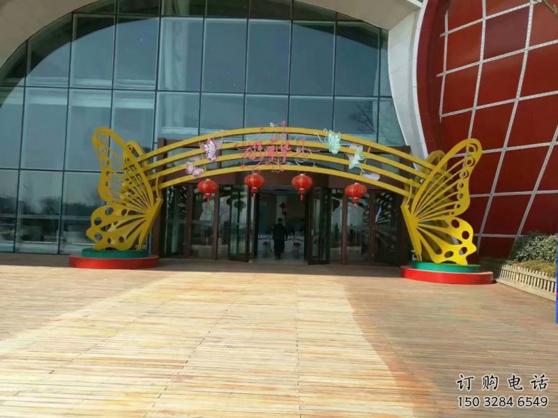 蝴蝶拱門雕塑,鏤空工藝，不銹鋼蝴蝶拱門雕塑