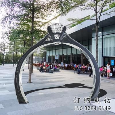 戒指門套雕塑,公園景觀雕塑，不銹鋼拱門雕塑廠家