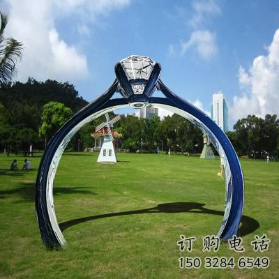戒指大門雕塑，現(xiàn)代景觀小品，不銹鋼戒指拱門雕塑