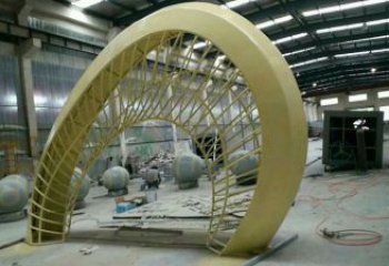 大型不銹鋼拱門(mén)雕塑，鏤空烤漆工藝制作