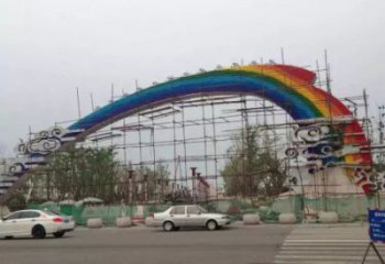 祥云大門雕塑，城市地標建筑，不銹鋼祥云大門雕塑