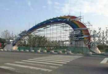 云朵大雁大門雕塑，地域形象美陳，烤漆工藝制作