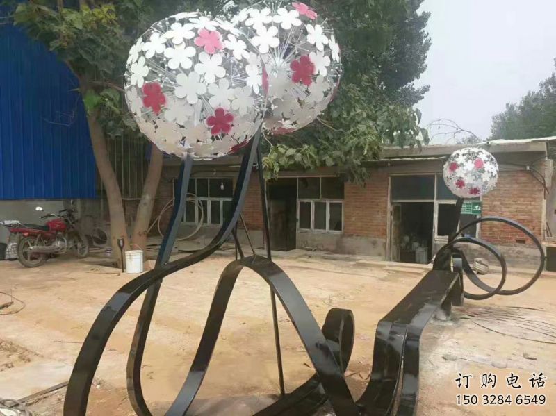 蒲公英坐凳雕塑制作，幾何原理方案，烤漆坐凳雕塑