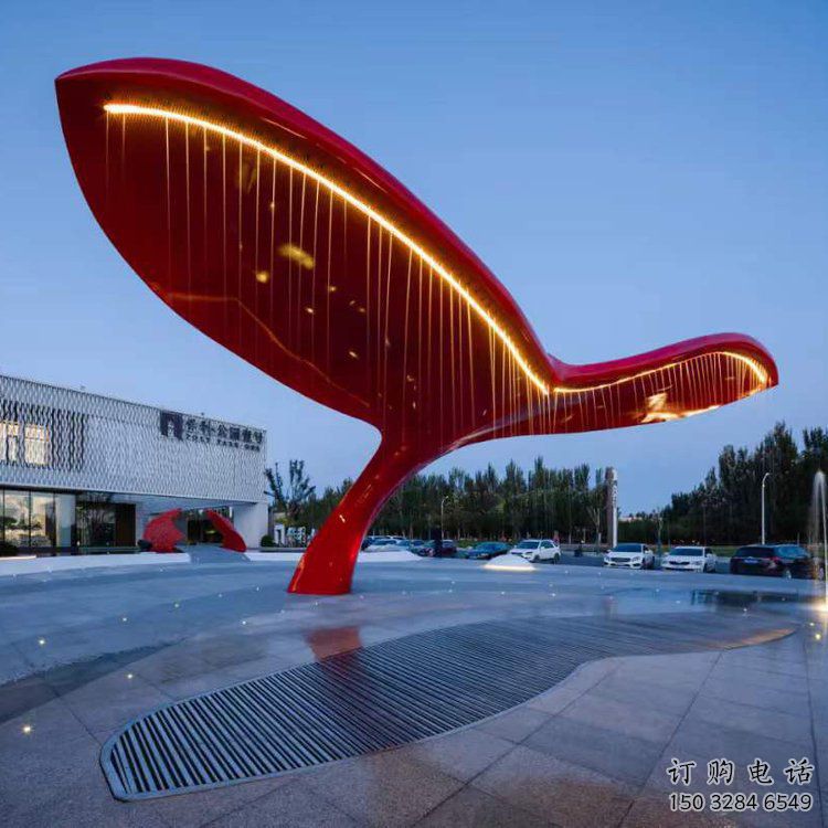 不銹鋼鯨魚造型廊架雕塑-發(fā)光藝術(shù)設(shè)計