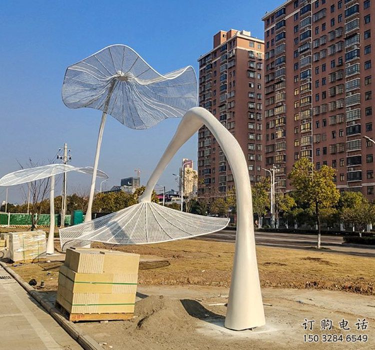 花傘廊架雕塑，不銹鋼廊架花雕塑
