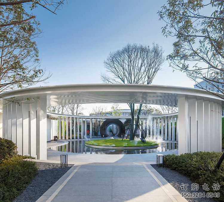 藝術型廊架雕塑，不銹鋼長廊雕塑