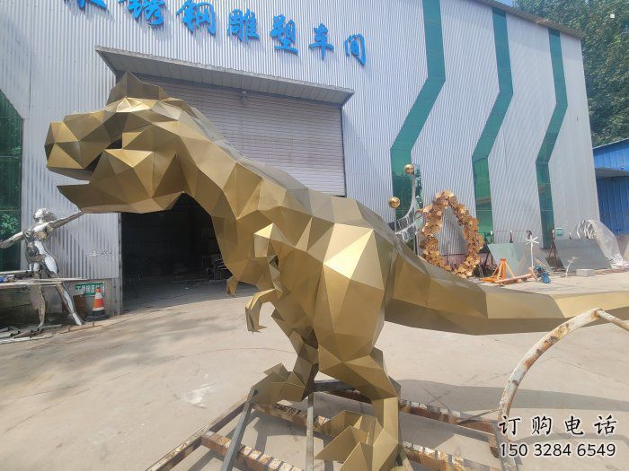 景觀恐龍雕塑優(yōu)選，陸地擺件，藝術幾何恐龍雕塑供應