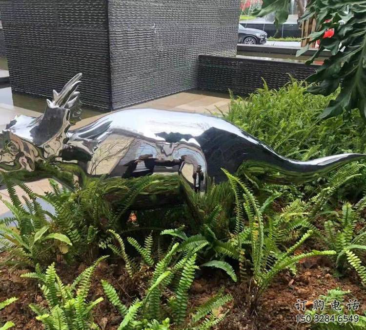 藝術(shù)恐龍雕塑觀賞型，街景小品，鏡面恐龍雕塑主題常用